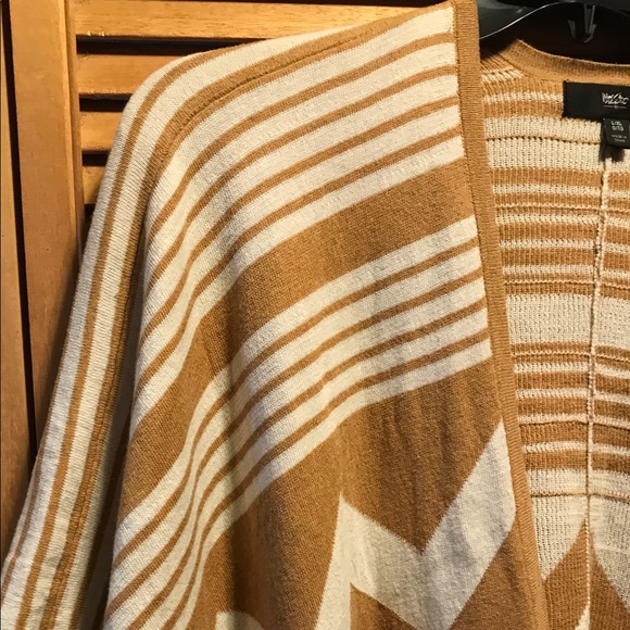 Mossimo Tan & Cream Striped Knit Sweater Poncho - Picture 3 of 12